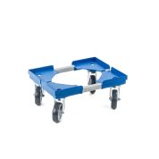 Transportroller VARIABLE - 400x300 - Gummiräder 4 Lenkrollen Blau - Palette