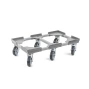 Transportroller VARIABLE - 600x400 - 1x unterteilt - Gummiräder 6 Lenkrollen Grau - Palette