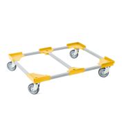 Transportroller VARIABLE - 800x600 - 1x unterteilt - Gummiräder 4 Lenkrollen Gelb - Karton