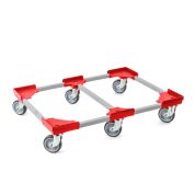 Transportroller VARIABLE - 800x600 - 1x unterteilt - Gummiräder 6 Lenkrollen Rot - Palette