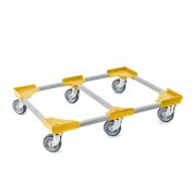 Transportroller VARIABLE - 800x600 - 1x unterteilt - Gummiräder 6 Lenkrollen Gelb - Palette
