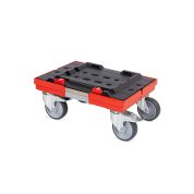 Transportroller metaBOX S - 400x300 - Gummiräder 2 Bremsrollen und 2 Lenkrollen - Rot - Karton
