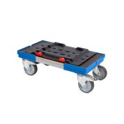 Transportroller metaBOX L - 500x300 - Gummiräder 2 Bremsrollen und 2 Lenkrollen - Blau - Gebinde-Karton