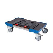 Transportroller metaBOX XL - 600x400 - Gummiräder 2 Bremsrollen und 2 Lenkrollen - Blau - Gebinde-Karton