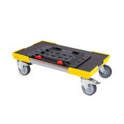 Transportroller metaBOX XL - 600x400 - Gummiräder 2 Bremsrollen und 2 Lenkrollen - Gelb - Gebinde-Karton