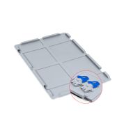 Scharnierdeckel Set Eurobox NextGen – 600 x 400, inkl. 2 blaue Schiebeschnappverschlüsse