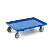 Kunststoff Transportroller Geschlossen - Blau - mit Gummiräder, 2 Lenkrollen und 2 Bockrollen - Palette