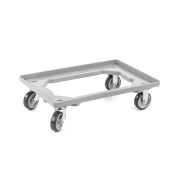 Kunststoff Transportroller Offen - Grau - mit Gummiräder, 2 Lenkrollen und 2 Bockrollen - Palette