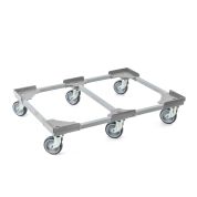 Transportroller VARIABLE - 800x600 - 1x unterteilt - Gummiräder 6 Lenkrollen Grau - Palette