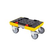 Transportroller metaBOX S - 400x300 - Gummiräder 2 Bremsrollen und 2 Lenkrollen - Gelb - Karton