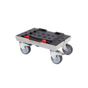 Transportroller metaBOX S - 400x300 - Gummiräder 2 Bremsrollen und 2 Lenkrollen - Grau - Karton