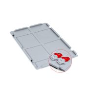Scharnierdeckel Set Eurobox NextGen – 600 x 400, inkl. 2 rote Schiebeschnappverschlüsse
