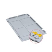 Scharnierdeckel Set Eurobox NextGen – 600 x 400, inkl. 2 gelbe Schiebeschnappverschlüsse