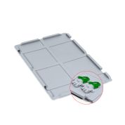Scharnierdeckel Set Eurobox NextGen – 600 x 400, inkl. 2 grüne Schiebeschnappverschlüsse