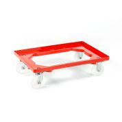 Kunststoff Transportroller Offen - Rot - mit Kunststoffräder, 2 Lenkrollen und 2 Bockrollen - Palette