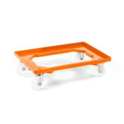 Kunststoff Transportroller Offen - Orange - mit Kunststoffräder, 2 Lenkrollen und 2 Bockrollen - Karton