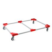 Transportroller VARIABLE - 1200x800 - 1x unterteilt - Gummiräder 4 Lenkrollen Rot - Karton