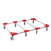 Transportroller VARIABLE - 1200x800 - 2x unterteilt - Gummiräder 8 Lenkrollen Rot - Palette