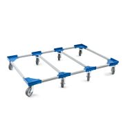 Transportroller VARIABLE - 1200x800 - 2x unterteilt - Gummiräder 8 Lenkrollen Blau - Karton