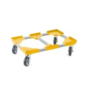 Transportroller VARIABLE - 600x400 - 1x unterteilt - Gummiräder 4 Lenkrollen Gelb - Palette