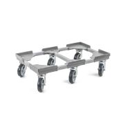 Transportroller VARIABLE - 600x400 - 1x unterteilt - Gummiräder 6 Lenkrollen Grau - Karton