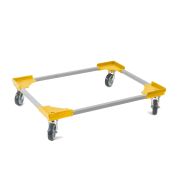 Transportroller VARIABLE - 800x600 - Gummiräder 4 Lenkrollen Gelb - Einzel