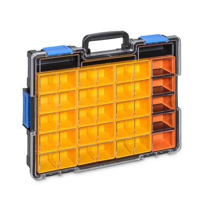 Kleinteilekoffer EuroPlus Pro >K<44.76/21 mit gelben und orangen Einsatzboxen