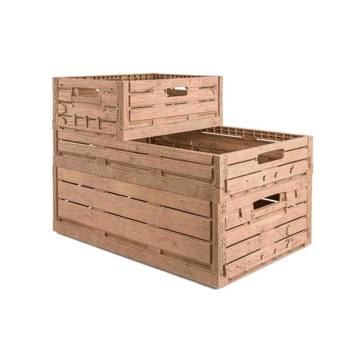 Klappbox aus Kunststoff in Holz-Optik, 60 x 40 x 21,8 cm