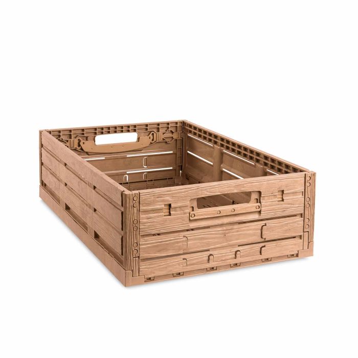 Klappbox aus Kunststoff in Holz-Optik, 60 x 40 x 16,5 cm