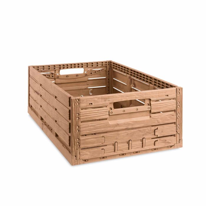 Klappbox aus Kunststoff in Holz-Optik, 60 x 40 x 21,8 cm