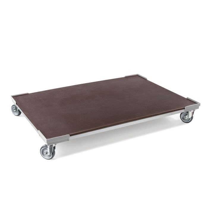 Transportrollwagen VARIABLE mit vier leise laufenden Gummirollen und Einlegeboden