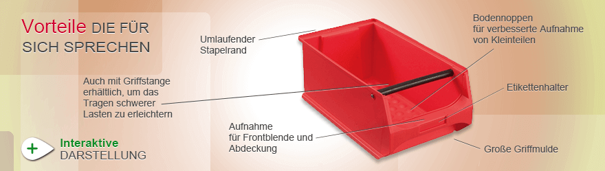 Sichtlagerkästen Stapelboxen Lagersichtkasten Lagerbox 420x270x175mm drei Farben 